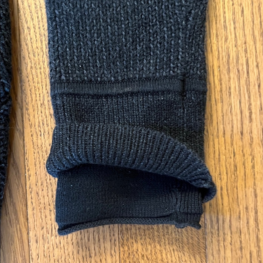 LULULEMON HEATHERED BLACK COTTON BLEND KNIT COZY CARDIGAN SIZE 10 - Picture 8 of 12